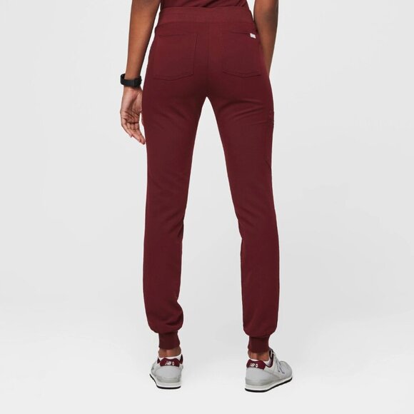 Figs High Waisted Zamora Jogger Scrub Pants in Burgundy, XXS - Picture 10 of 10